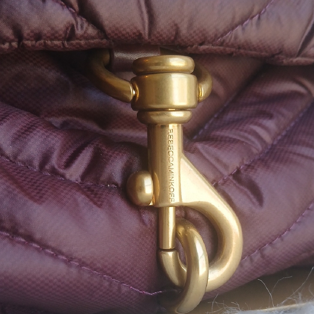 Rebecca Minkoff NWOT Edie Flap Puffer Luxury Purple and Gold Shoulder Bag - Picture 4 of 14